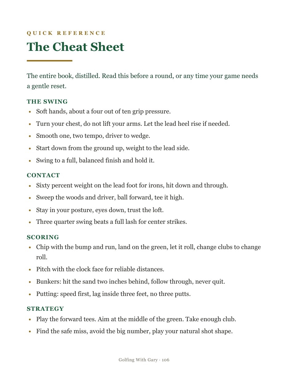 The Cheat Sheet page